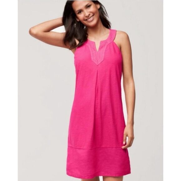 Tommy Bahama Arden Shift Tank Dress Sleeveless Pink Beach Linen Built In Bra S - Picture 1 of 5